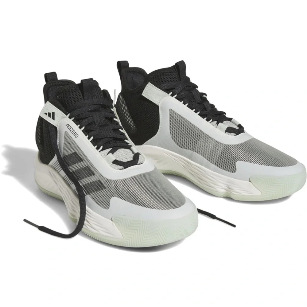 adidas Adizero Select Sesame White Green Black Basketball Shoes IE9265 Sz 14/15
